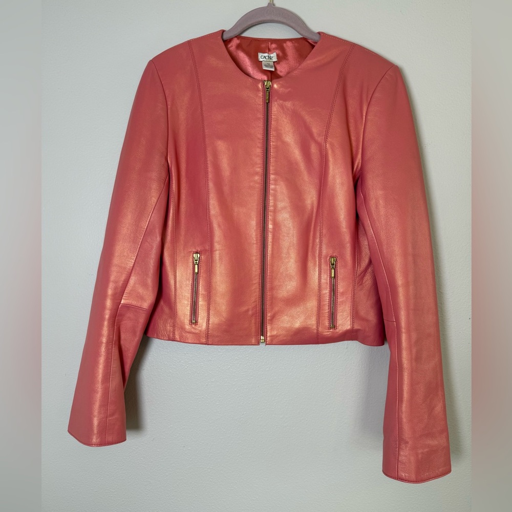 Cache Coral Leather Jacket